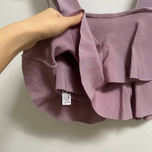 Zara Ruffle Knit Layered Crop Top S - Picture 5 of 5